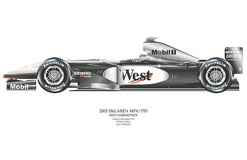 McLaren MP4/17D - Kimi Raikkonen signed by artist Measures 48cm x 32cm (19x13)