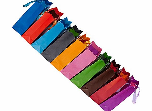 Dazoriginal Pack of 10 Coloured Party bags Gifts Bags with Ribbon Handles - Paper Carrier Bags - Luxurious High Quality Paper gift bags and Favor Bags