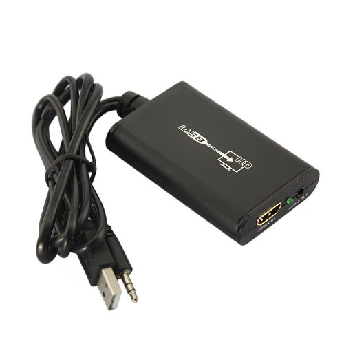 USB2.0 to HDMI DVI Adapter Converter 1080P HDTV Projector with 3.5mm Audio Cable For PC