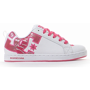 DC Ladies Court Graffic SE Ladies Skate Shoe - White/Crazy Pink