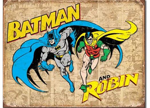 DC Large Batman & Robin Comic Book Hero Retro Vintage Style Tin Metal Plaque Sign 1826