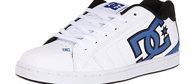 DC Shoes Mens Net Leather Trainers / Skate Shoes in White Blue (UK 9, White/Blue)