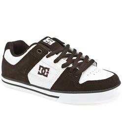 Male Pure Slim Leather Upper Dc Shoes in Brown and White, Grey