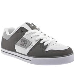 Male Pure Slim Xe Leather Upper Dc Shoes in White and Grey