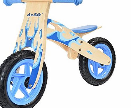 deAO Wooden Balance Bike Without Pedals Multiple Colours and Designs *flame blue*