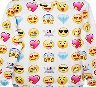Dear-lover Womens Emoji Crew Neck Sweatshirt One Size Multicoloured