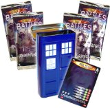 Doctor Who Tardis Police Box Storage Tin complete with 4 x Dr Who Annihilator Booster Packs and Rare Mrs Peace Card