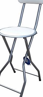 DECO TRADING New Quality Folding Breakfast Bar Stool Office Kitchen Parties High Chair Cream amp; Silver