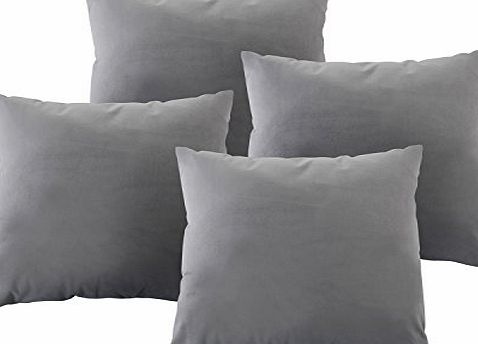 Deconovo Throw Cushion Cover for Sofa Velvet Hand Made Square Cushion 18x18 Inch Silver Grey