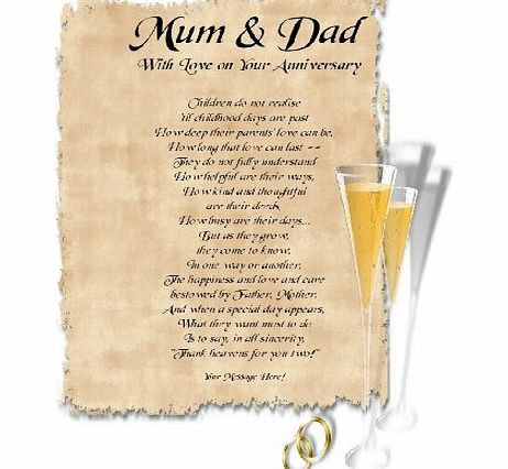 Dee Picture-Perfect Mum And Dad Wedding Anniversary Personalised Poem Gift Print