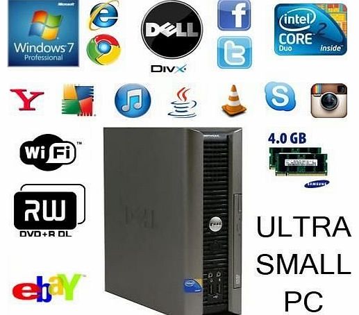 Dell ULTRA SMALL CORE 2 DUO 4GB 10X10`` PC WIN7 WIFI DVDRW ECO QUIET (P5-5)