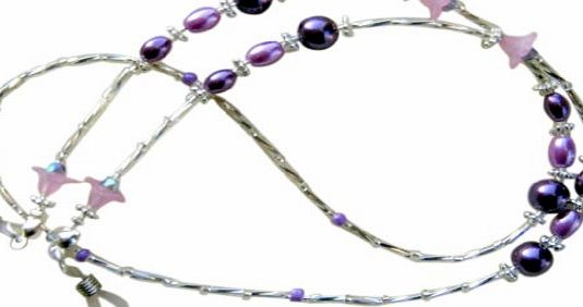 Dellenro ~ LILY PURPLE ~ BEAUTIFUL HAND CRAFTED BEADED SPECTACLE CHAIN GLASSES HOLDER LANYARD