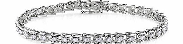 Delmar UK 10K White Gold, Diamond Bracelet, (2 cttw, GH Color, I2-I3 Clarity), 7``
