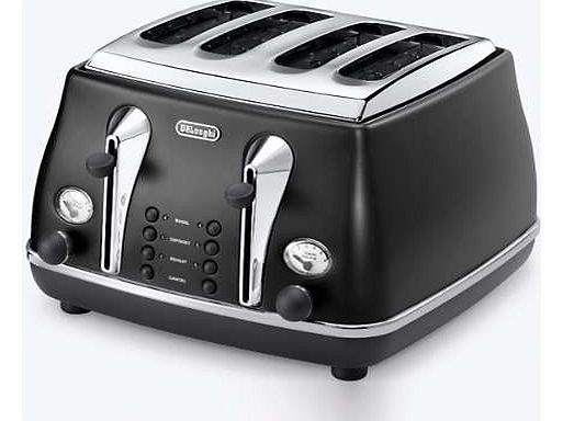 Icona Black Vintage 4 Slice Toaster