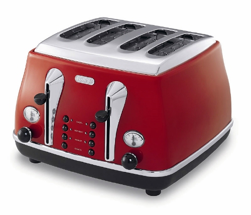 Red Icona 4 Slice Toaster