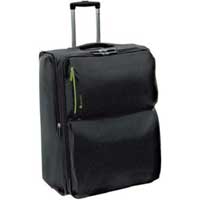 Delsey Luggage Cocon 55cm Cabin Trolley Case Black and Chartreuse Green