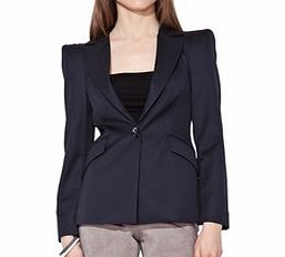 Navy pure wool structured jacket