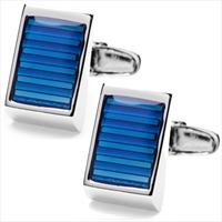 denisonboston Blue Targa Stripe Cufflinks by