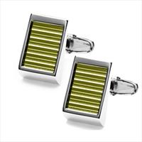 denisonboston Green Targa Stripe Cufflinks by