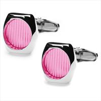 denisonboston Pink Skimm Stripe Cufflinks by