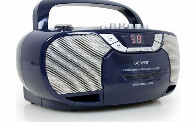 Denver Radio cassette player CD-player LED Display blue silver DENVER TCP 34 blue