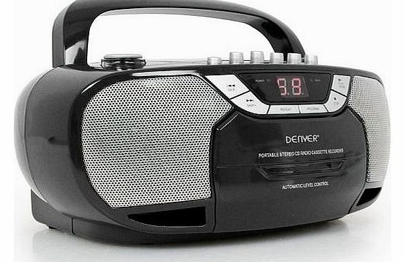 Radio cassette recorder player CD-player LED black silver DENVER TCP 34 black
