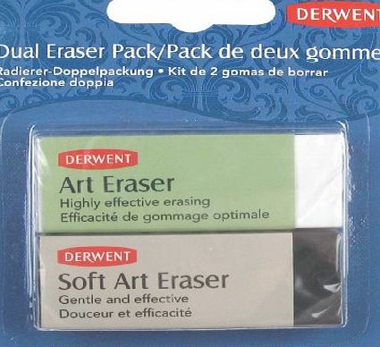 Derwent Dual Eraser Blister Pack of Art Eraser and Soft Art Eraser