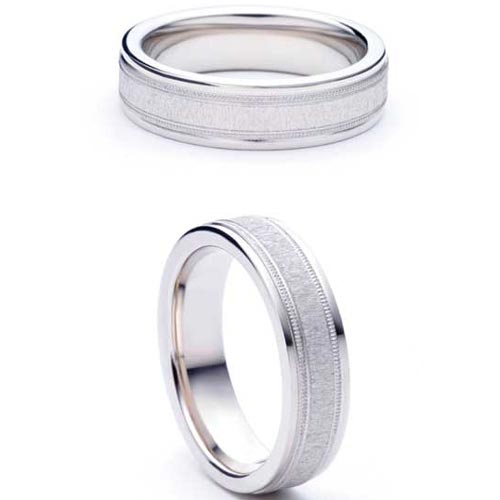 5mm Medium Flat Court Deseo Wedding Band Ring In Palladium