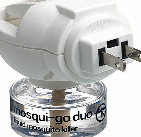 Design Go Mosqui-Go Duo (Trans cont) Mosquito Defence - Liquid Vapour Mosquito/Insect/Electric Fly Killer - For use in USA, Canada, Far East, Japan.