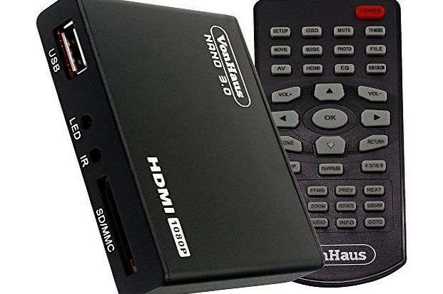 VonHaus Nano 3.0 Media Player- HD TV Digital Mini Media Player - 1080p - 5.1 Surround Sound - MKV - Play any file from USB HDDs/Flashdrives/Memory Cards
