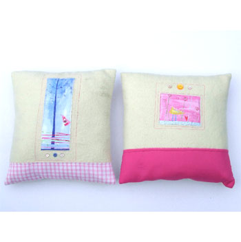 designer Hand Made Cushion - Pink or Blue