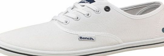 Mens Bench Injected Canvas Pumps White/Navy Guys Gents (9 UK 9 EUR 43)