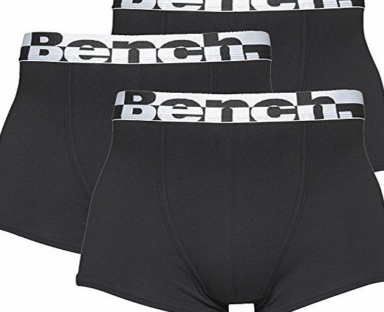 Designer ME Mens Bench Three Pack Trunks Black Guys Gents (M Fit Waist 33-35`` (84-89cm))