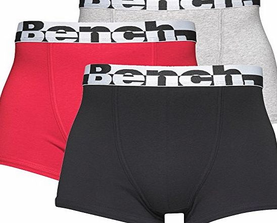 Designer ME Mens Bench Three Pack Trunks Red/Black/Grey Guys Gents (M Fit Waist 33-35`` (84-89cm))
