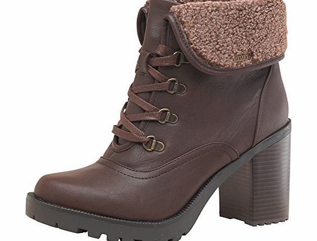 Designer ME Womens Firetrap Quintia Heeled Boots Dark Brown Girls Ladies (6 UK 6 EUR 39)