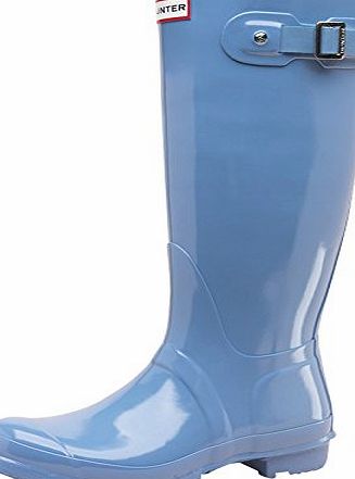 Designer ME Womens Hunter Original Tall Gloss Wellington Boots Blue Lily Girls Ladies (3 UK 3 Euro 36)