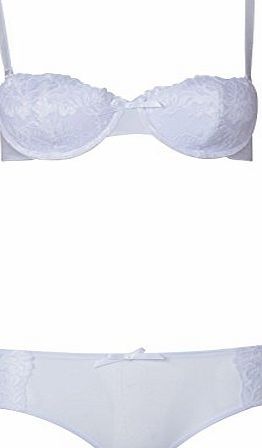 Designer ME Womens Renato Rossi Bra and Brief Set White Girls Ladies (38CL 38`` Bust C Cup Large Brief UK 14 Euro 40)