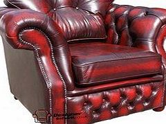 Designer Sofas4u Chesterfield Era High Back Leather Armchair Antique Oxblood