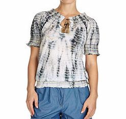 Grey and white pure cotton tie-dye top