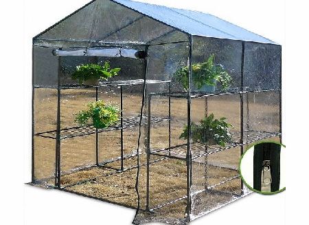 Foil greenhouse tent tunnel for tomatos etc | Entrance door + Zipper | 2 shelves