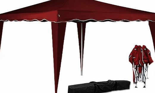 Deuba Pop Up Gazebo 3m x 3m Folding Garden Marquee Tent Awning Canopy Side Panels Red