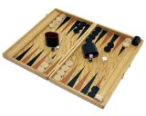 16` Solid Oak Backgammon set with inlaid board pattern