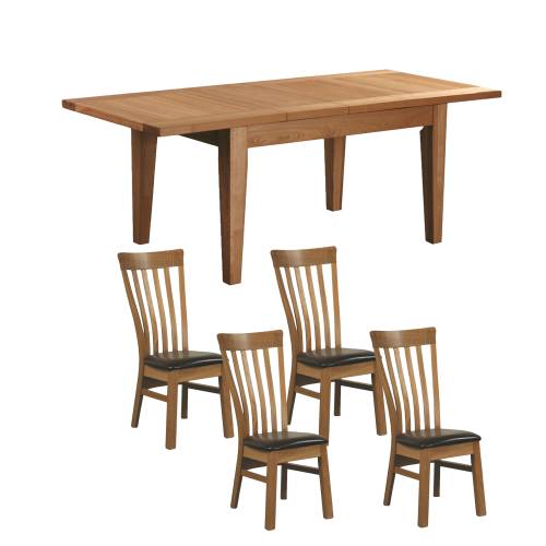 Devon Oak Dining Set (4` and 4 Jenna High Back Chairs)