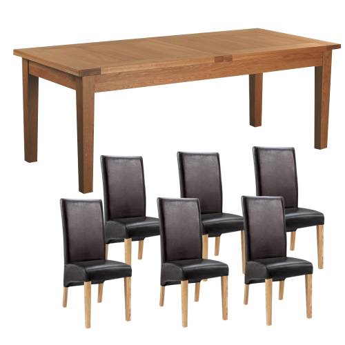 Devon Oak Furniture Range Devon Oak Dining Set (6` Extending table   6 Olivia Chairs)