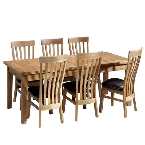 Devon Oak Furniture Range Devon Oak Dining Set (6` Table   6 Chairs)