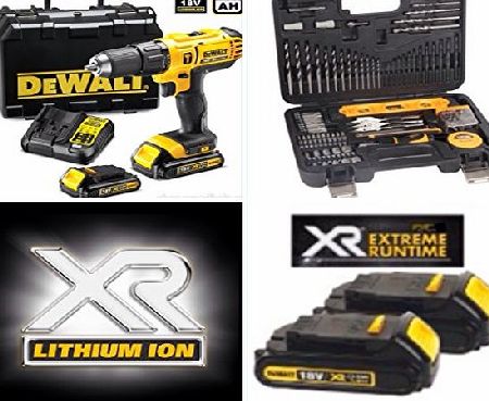 DeWalt 18V XR Lithium-Ion 2-Speed Combi Drill complete x2 lithium batteries with fast charger