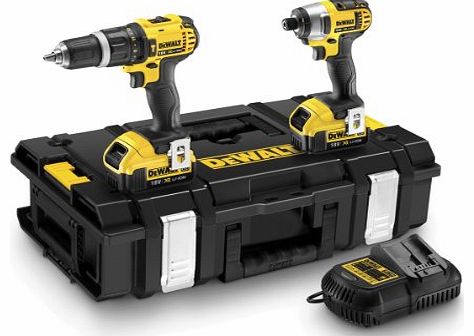 DeWalt  18V XR Lithium-Ion Combi Drill and Impact Driver with Batteries (Twin Pack)