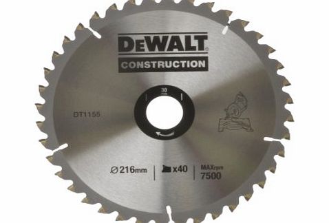 DeWalt DT1155QZ 216 x 30mm x 40-Tooth Circular Saw Blade Construction