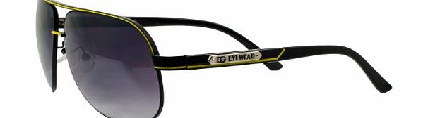 DG Eyewear DG Mens Designer Aviator Fashion Black-Yellow Sunglasses amp; Free Pouch DG852