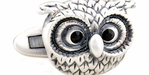 DGW Cufflinks Hand Crafted Pewter Owl with Black Swarovski Eyes Cufflinks Cuff Links